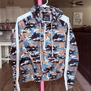 Say What Camo Hooded Windbreaker Jacket Medium